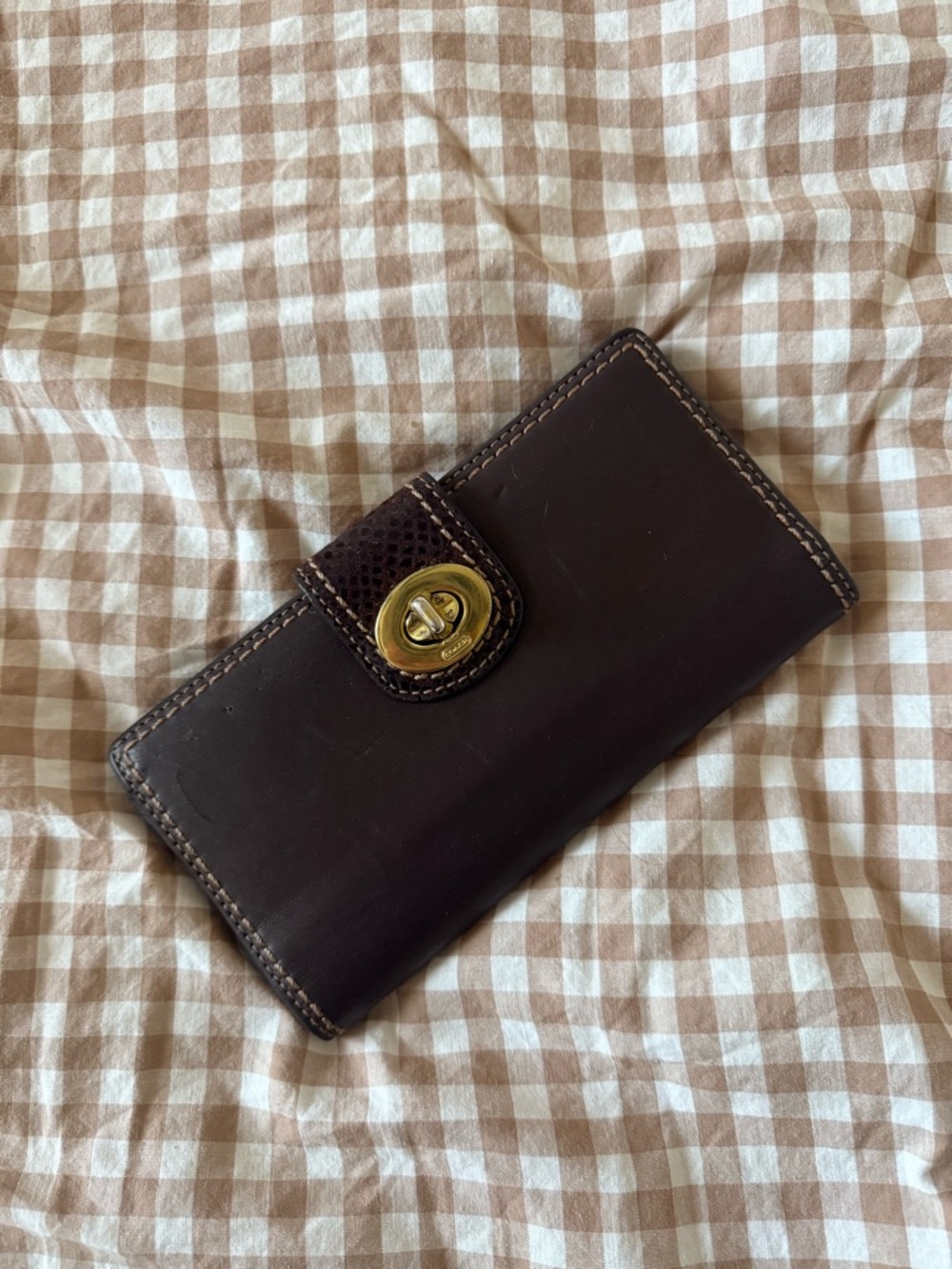 Coach Brown Leather Turnlock Wallet